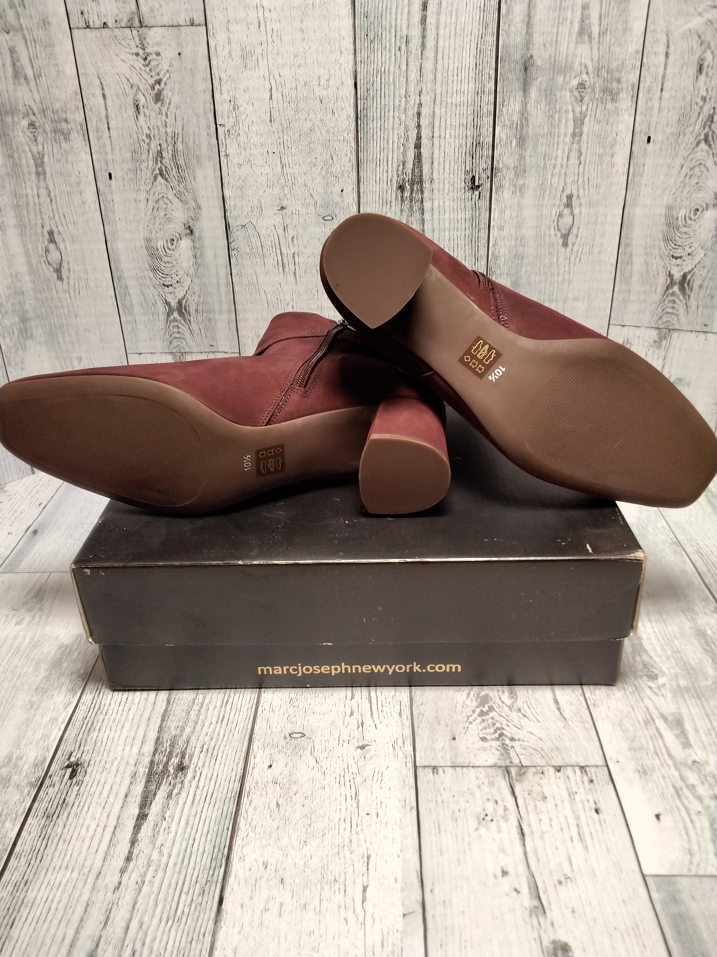Marc Joseph New York Women's Leather Block Heel Ankle Boot, Wine, Sz 10.5 (7754706321646)